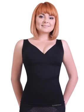 Sankom Patent Support and Posture Shapewear Top In Black Size L-XL